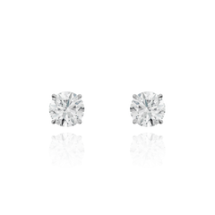 Platinum Round Brilliant Cut Diamond Stud Earrings