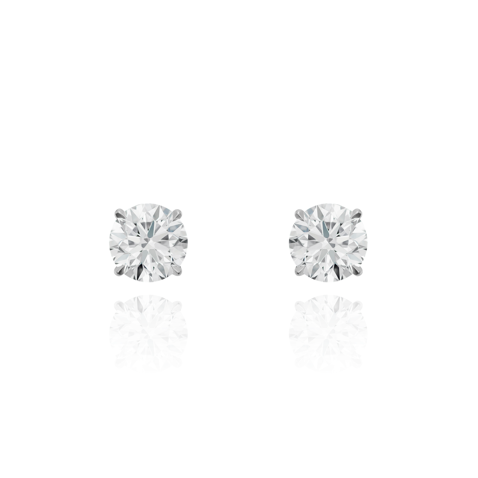 Platinum Round Brilliant Cut Diamond Stud Earrings