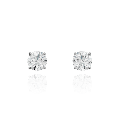 Platinum Round Brilliant Cut Diamond Stud Earrings