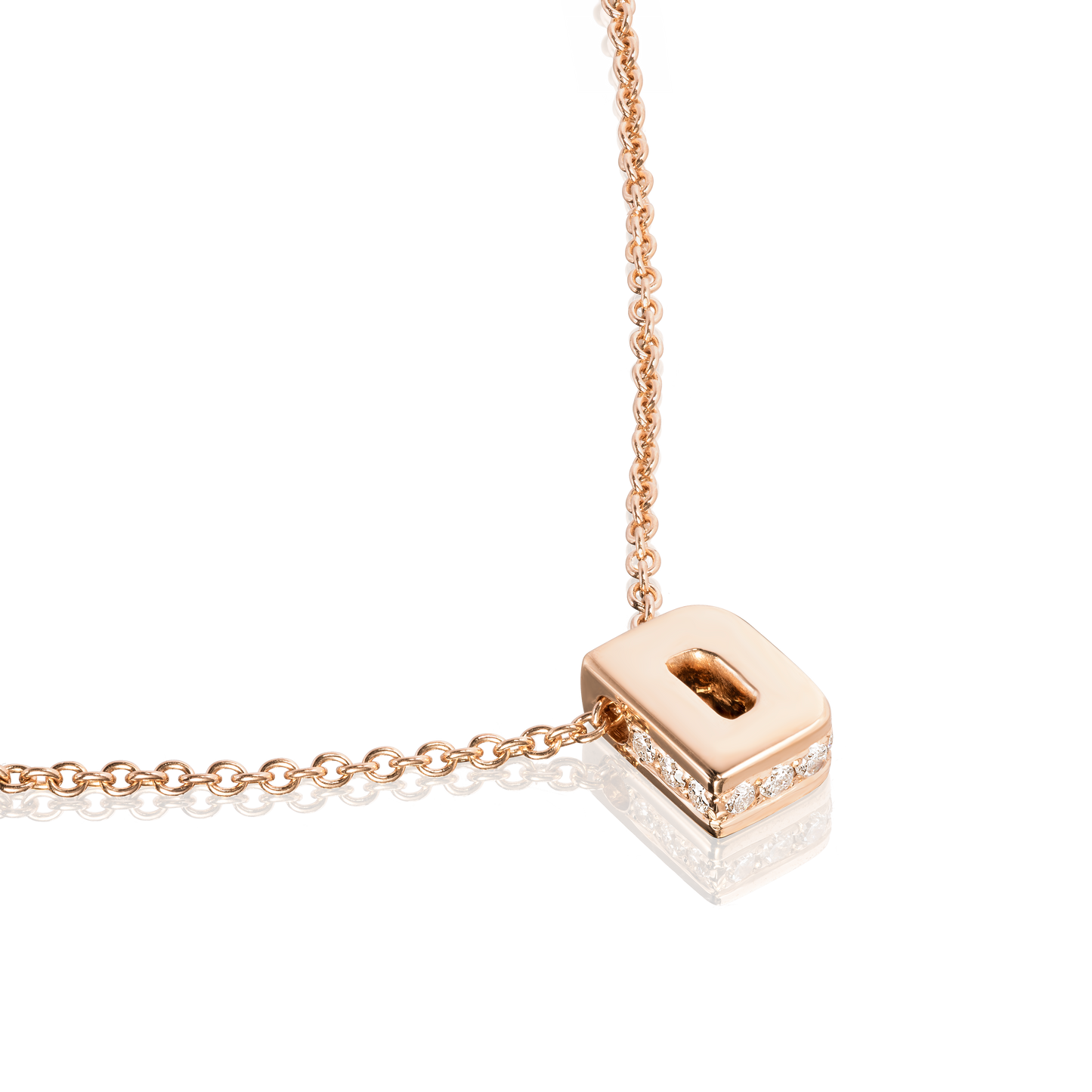 18ct Rose Gold Initial Pendant with Diamond Set Accents