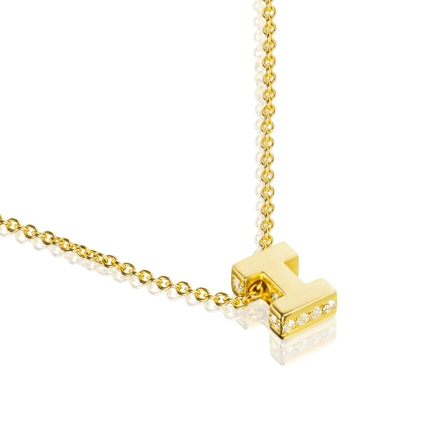 18ct Yellow Gold Initial Pendant with Diamond Set Accents