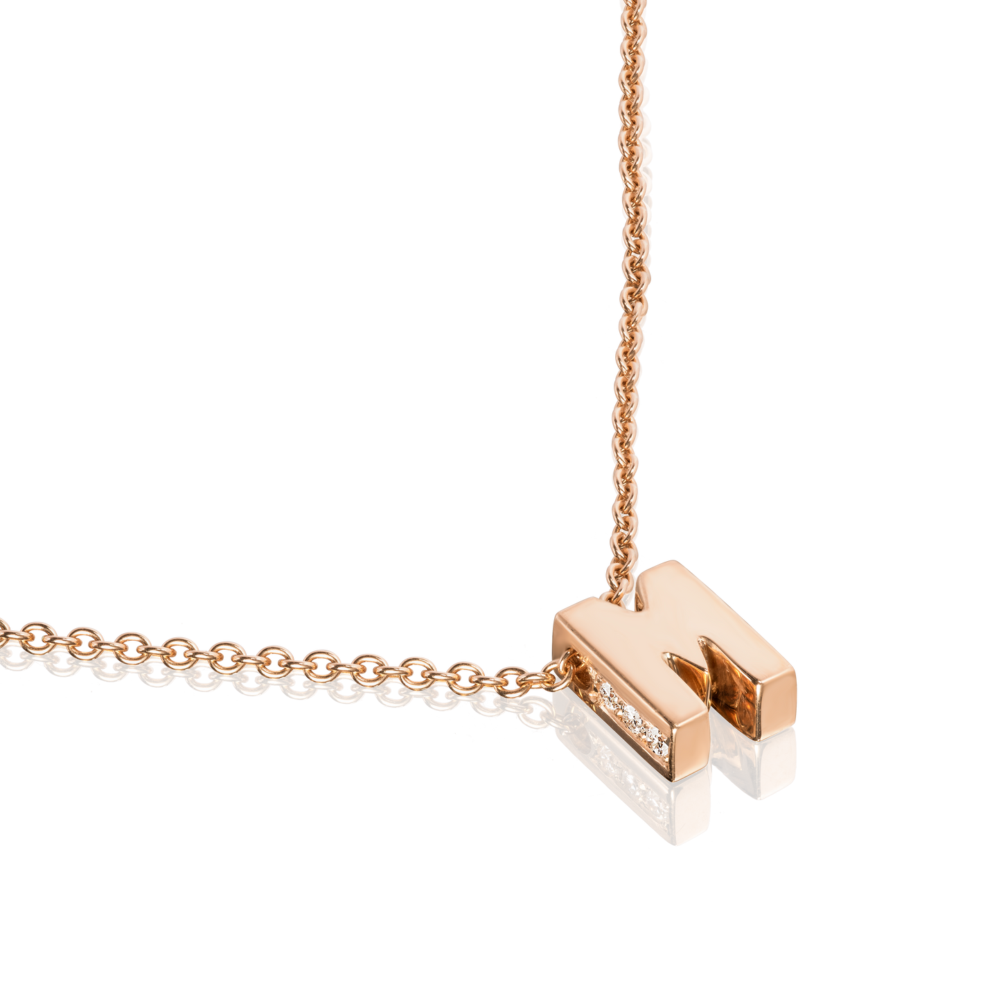 18ct Rose Gold Initial Pendant with Diamond Set Accents