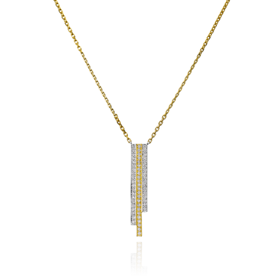 Skyline Three Row Platinum and 18ct Yellow Gold Pendant