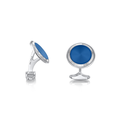 Blue Sunray Satin Finish 18ct White Gold Cufflinks