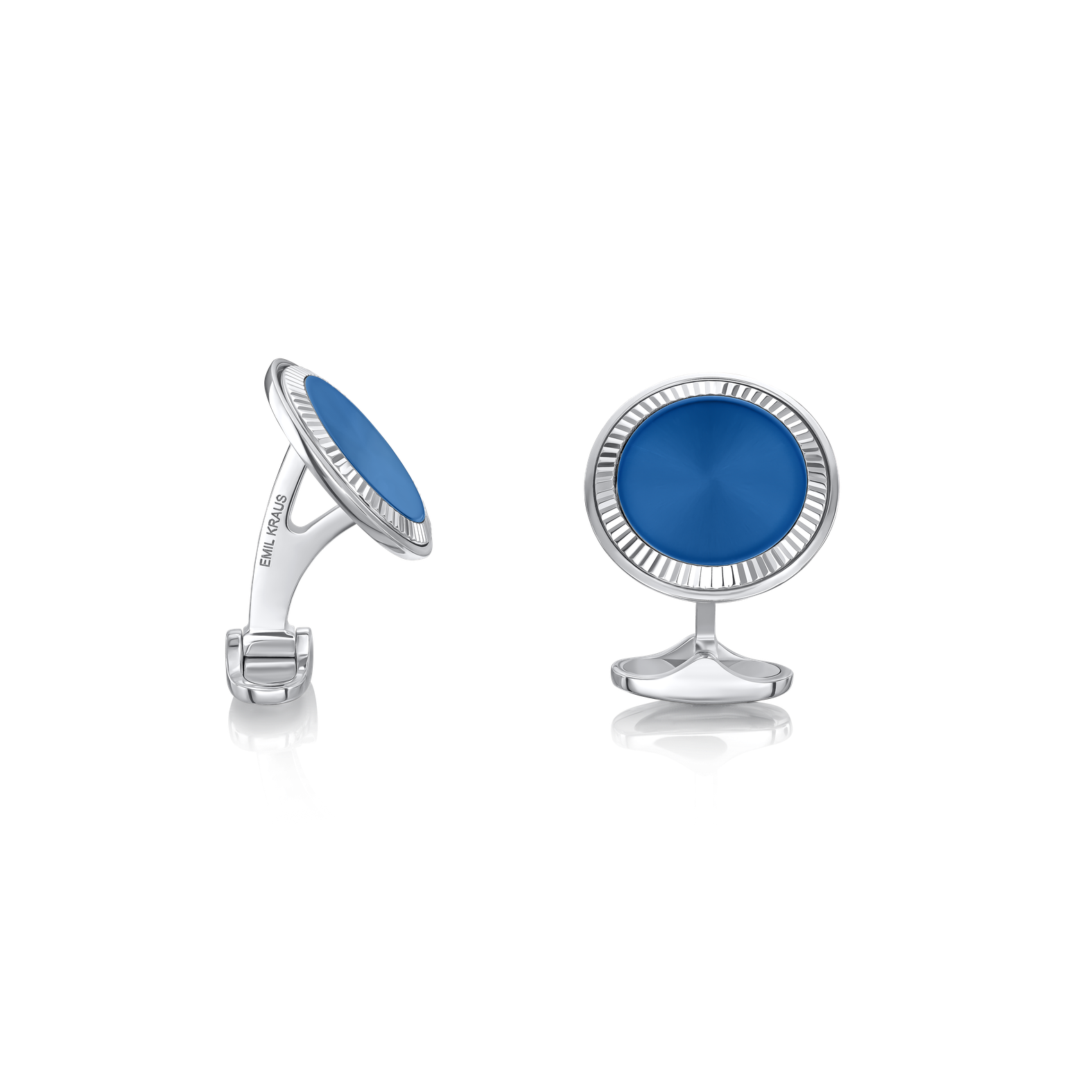 Blue Sunray Satin Finish 18ct White Gold Cufflinks