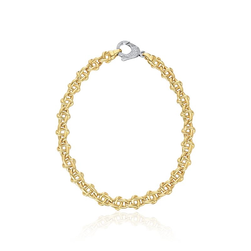 Infinity 18ct Yellow Gold Diamond Clasp Necklace