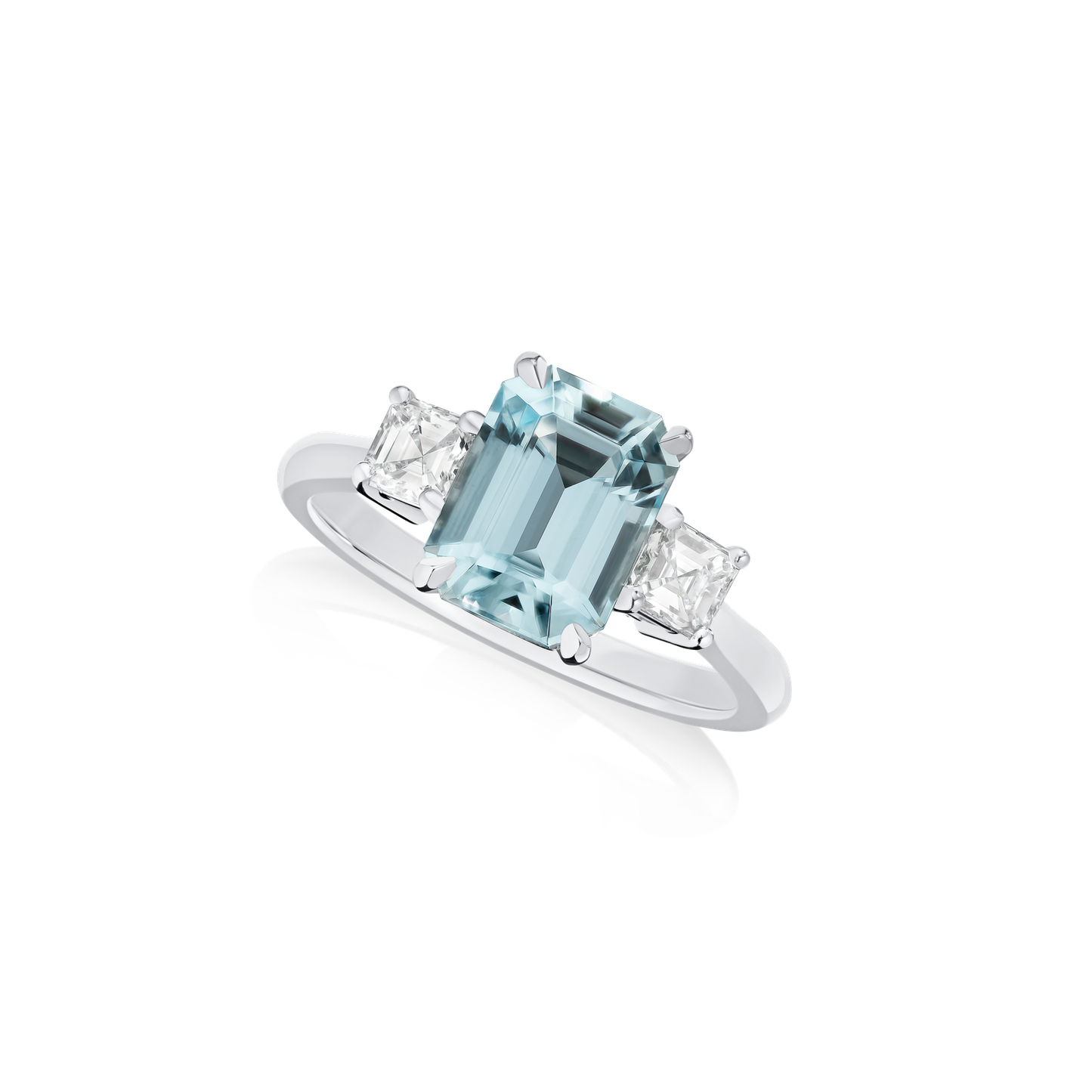 2.26cts Aquamarine and Diamond Three Stone Ring