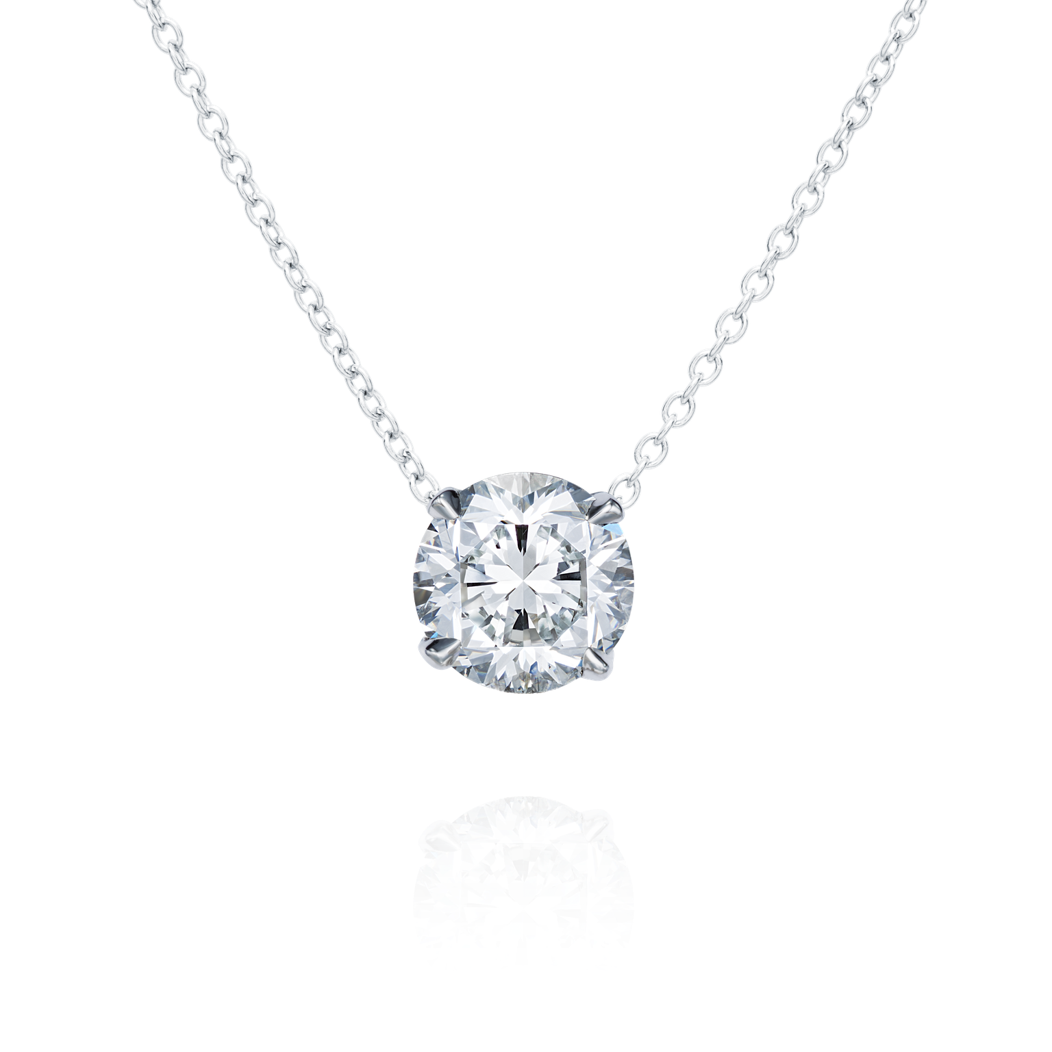 2.81cts Diamond Pendant On a Fixed Platinum Chain G Collins Sons