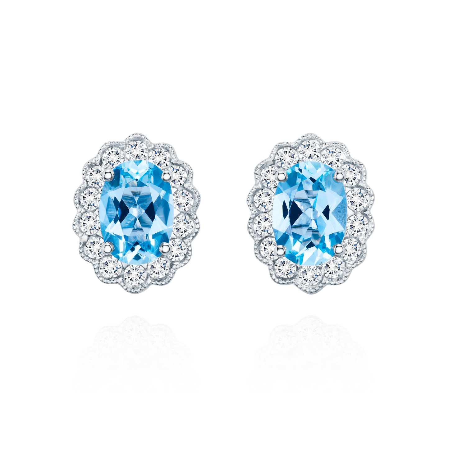 Aquamarine and Diamond Cluster Earrings