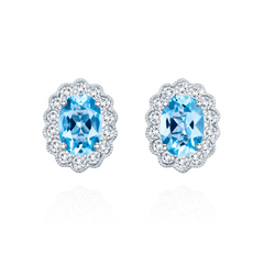 Aquamarine and Diamond Cluster Earrings