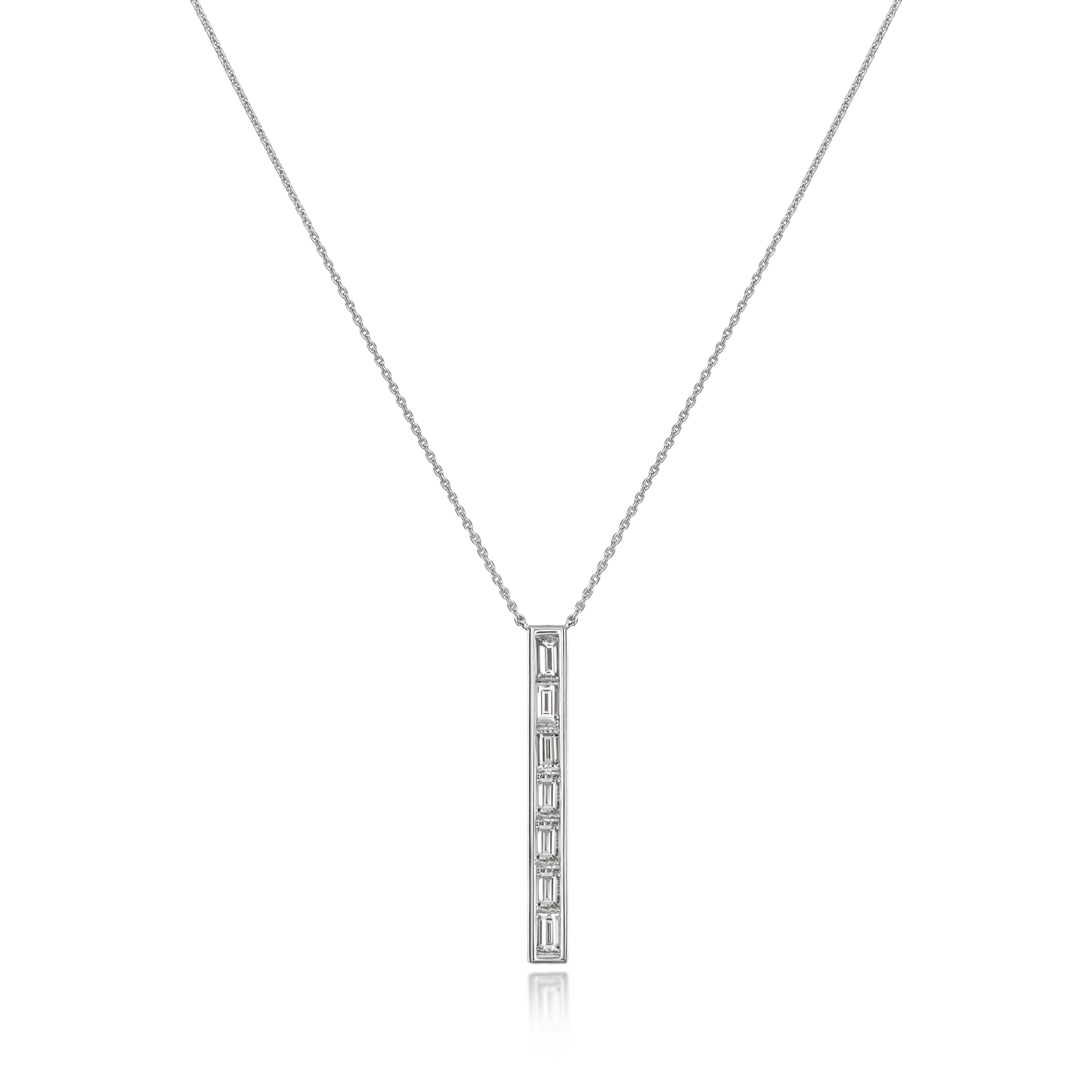1.33cts Baguette Cut Diamond Set Bar Pendant