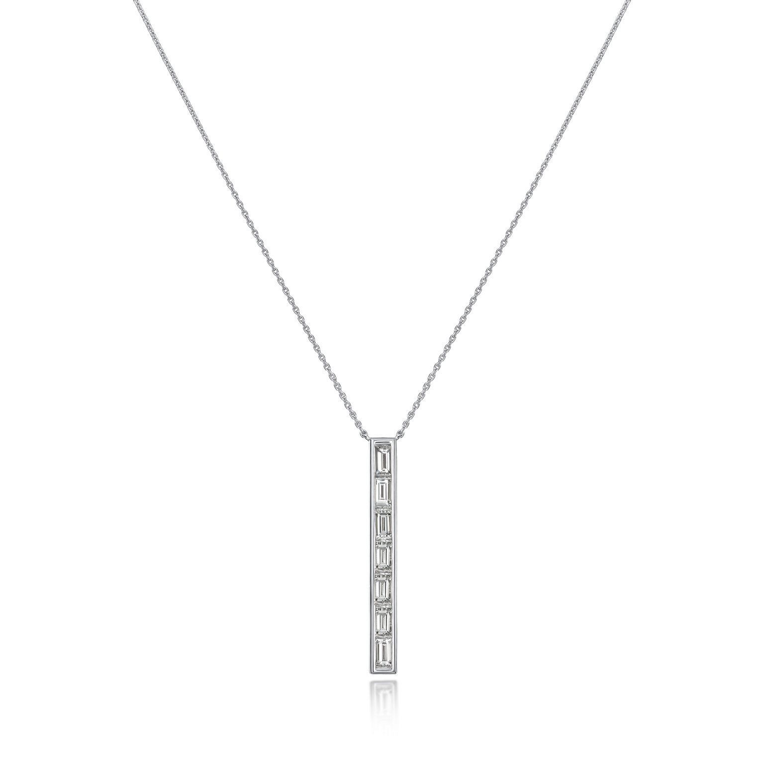 1.33cts Baguette Cut Diamond Set Bar Pendant
