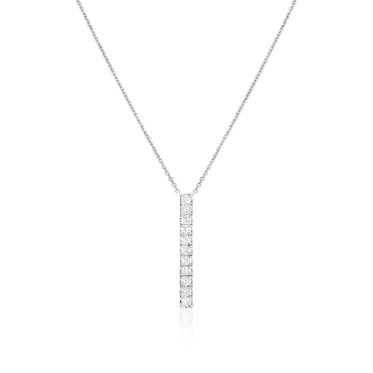 0.77cts Platinum Emerald-Cut Diamond Bar Pendant