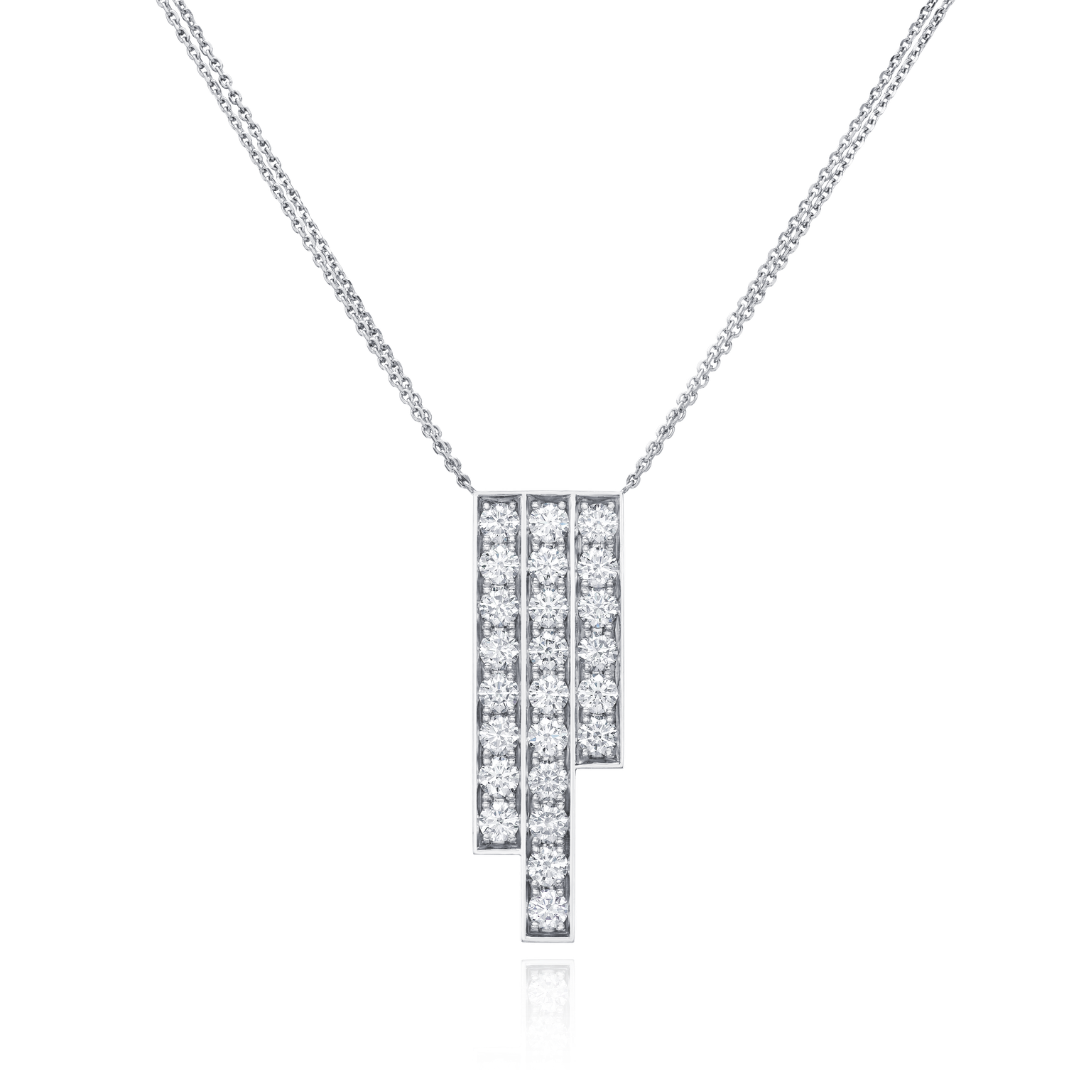 Skyline Collection Three Row 5.99cts Diamond Set Platinum Pendant
