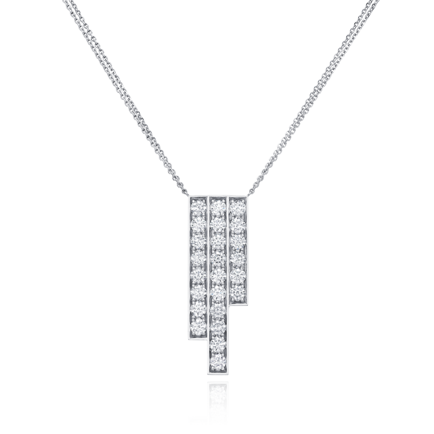 Skyline Collection Three Row 5.99cts Diamond Set Platinum Pendant