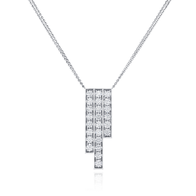 Skyline Collection Three Row 5.99cts Diamond Set Platinum Pendant