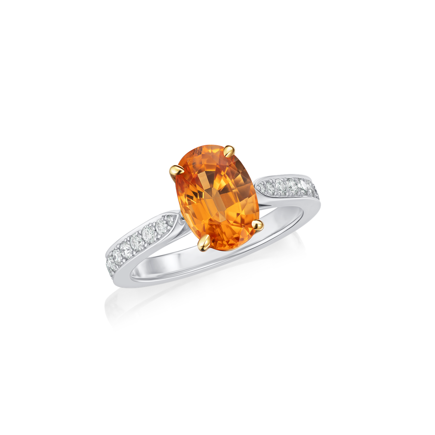 3.14cts Mandarin Garnet and Diamond Ring