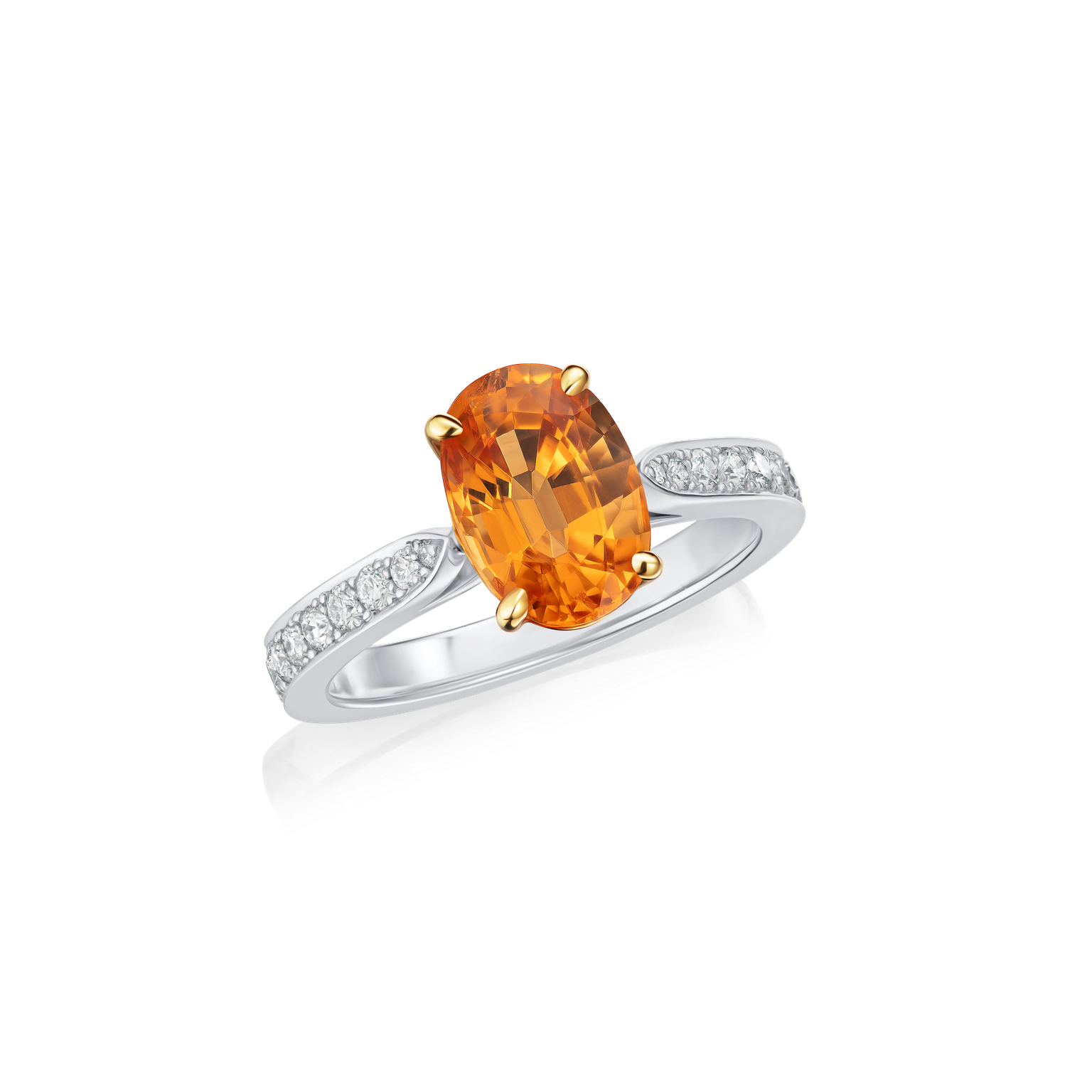 3.14cts Mandarin Garnet and Diamond Ring