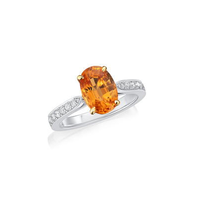3.14cts Mandarin Garnet and Diamond Ring