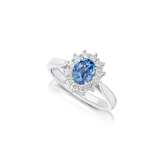 1.32cts Sapphire and Diamond Cluster Ring