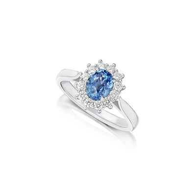 1.32cts Sapphire and Diamond Cluster Ring
