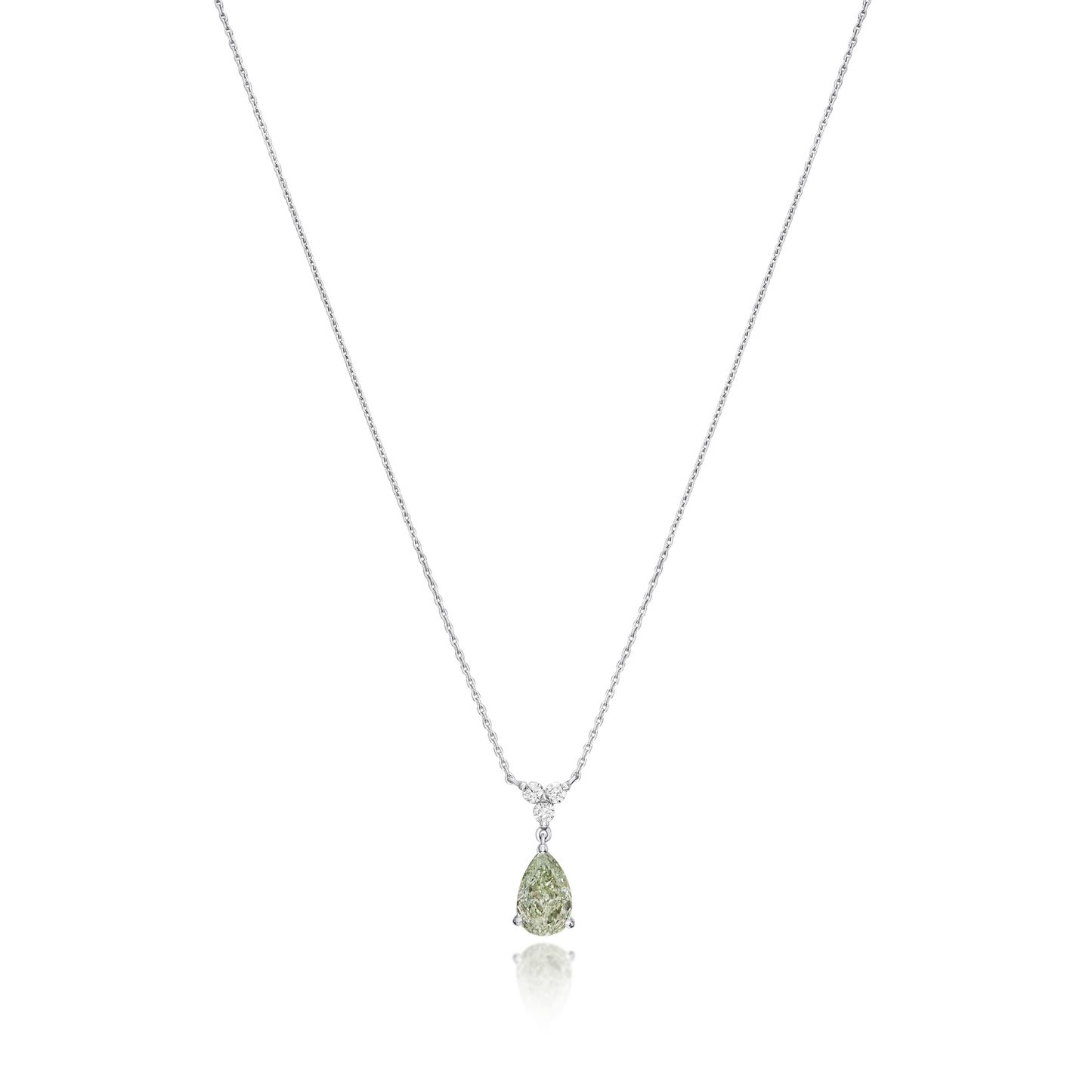 1.01cts Green and White Diamond Drop Pendant