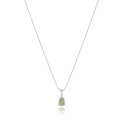 1.01cts Green and White Diamond Drop Pendant