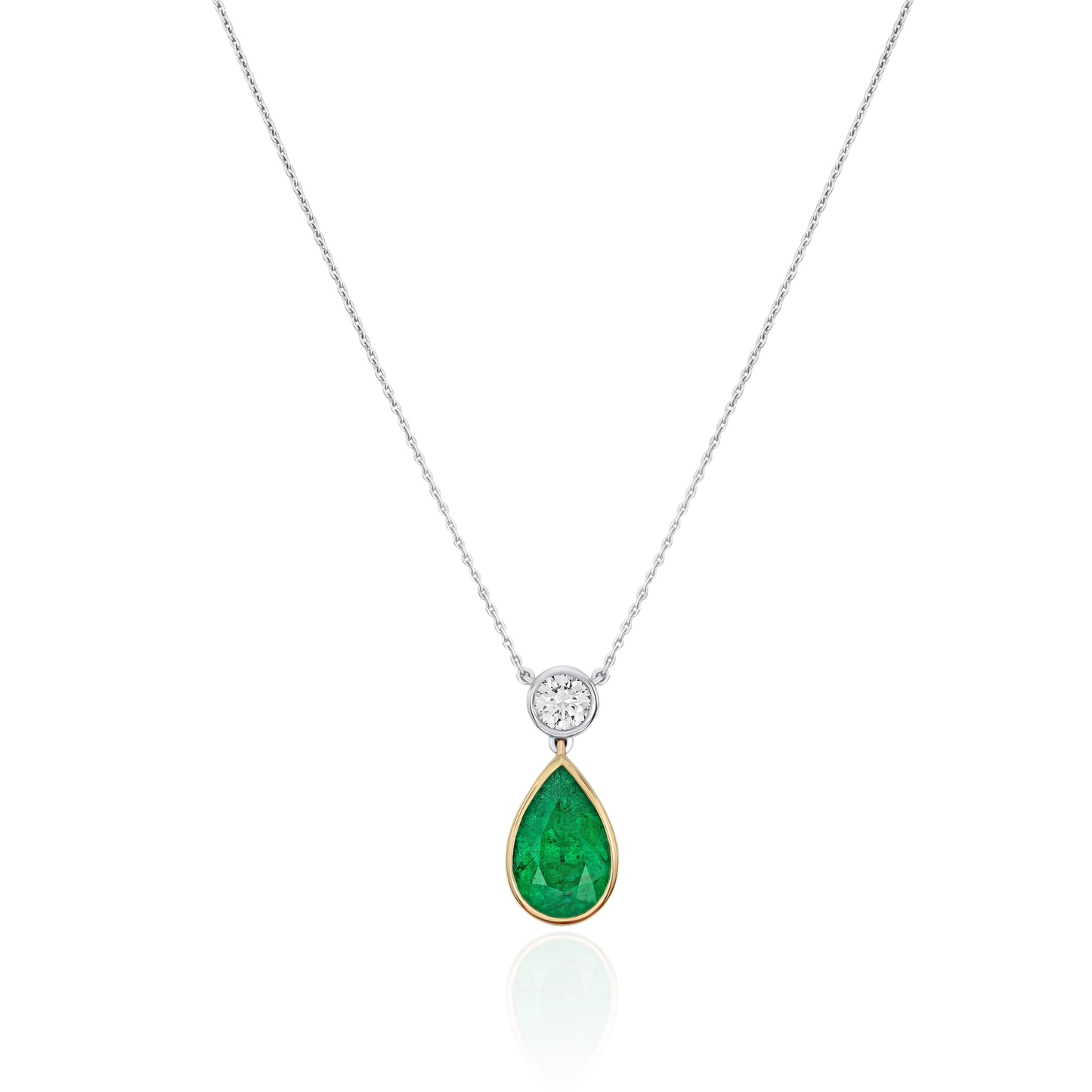 Platinum and 18ct Yellow Gold Emerald and Diamond Pendant