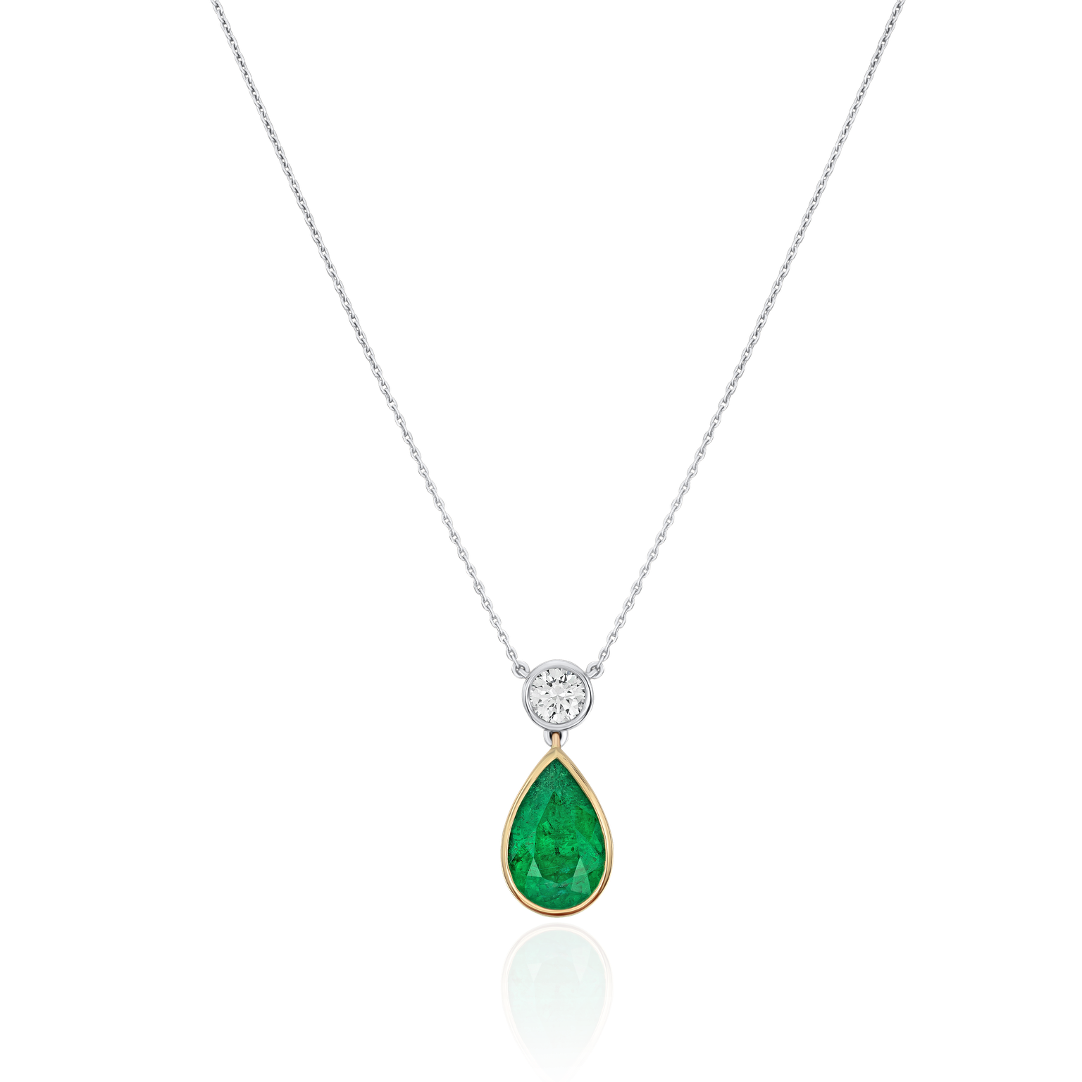 Platinum and 18ct Yellow Gold Emerald and Diamond Pendant