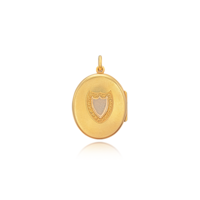 Gold Oval Locket with Sheild Emblem