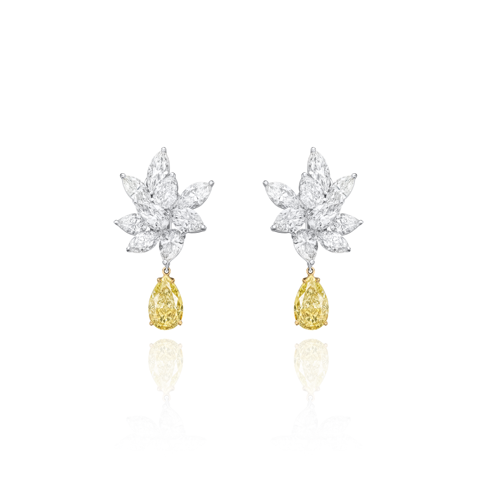 15.92cts Marquise and Pear Shape Diamond Cluster Earrings