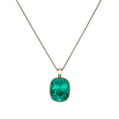 Natural Colombian Emerald Rubover Pendant