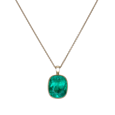 Natural Colombian Emerald Rubover Pendant