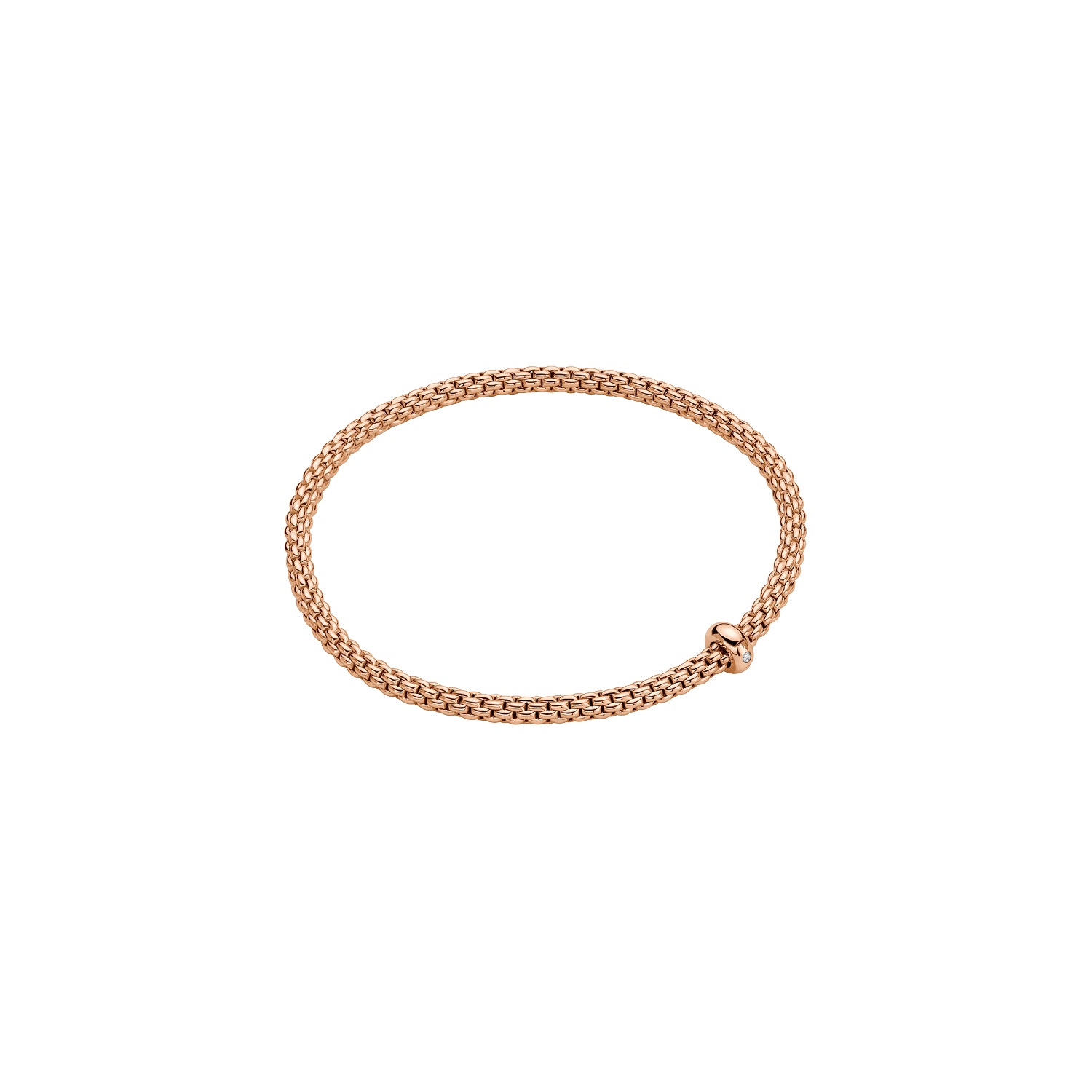 Prima Flex'It 18ct Rose Gold Bracelet With A Diamond Set Rondel