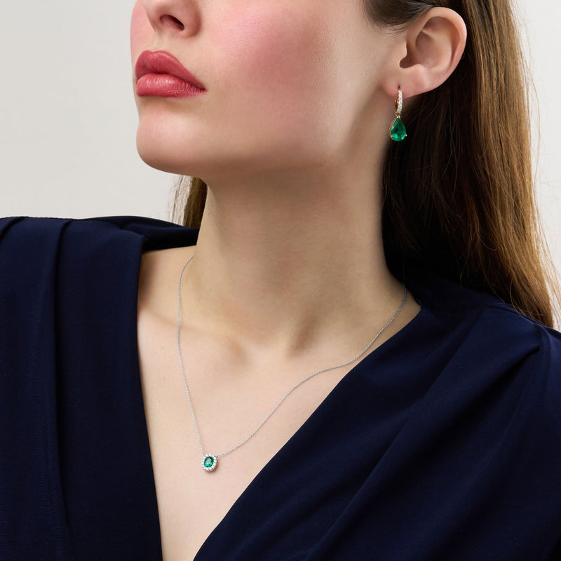 4.69ct Emerald and Diamond Drop Earrings