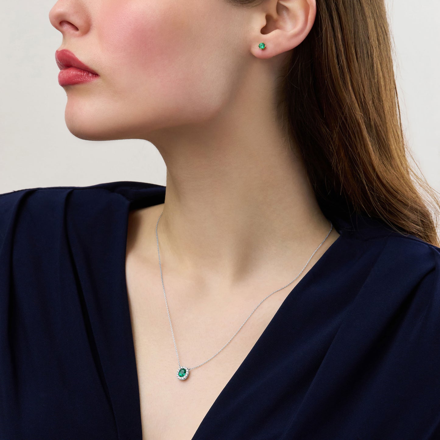 0.54ct Emerald and Diamond Cluster Pendant