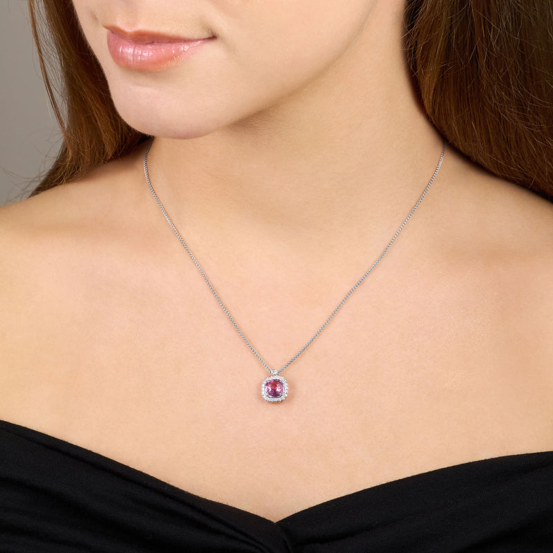 2.52cts Natural Padparadscha Sapphire and Diamond Cluster Pendant