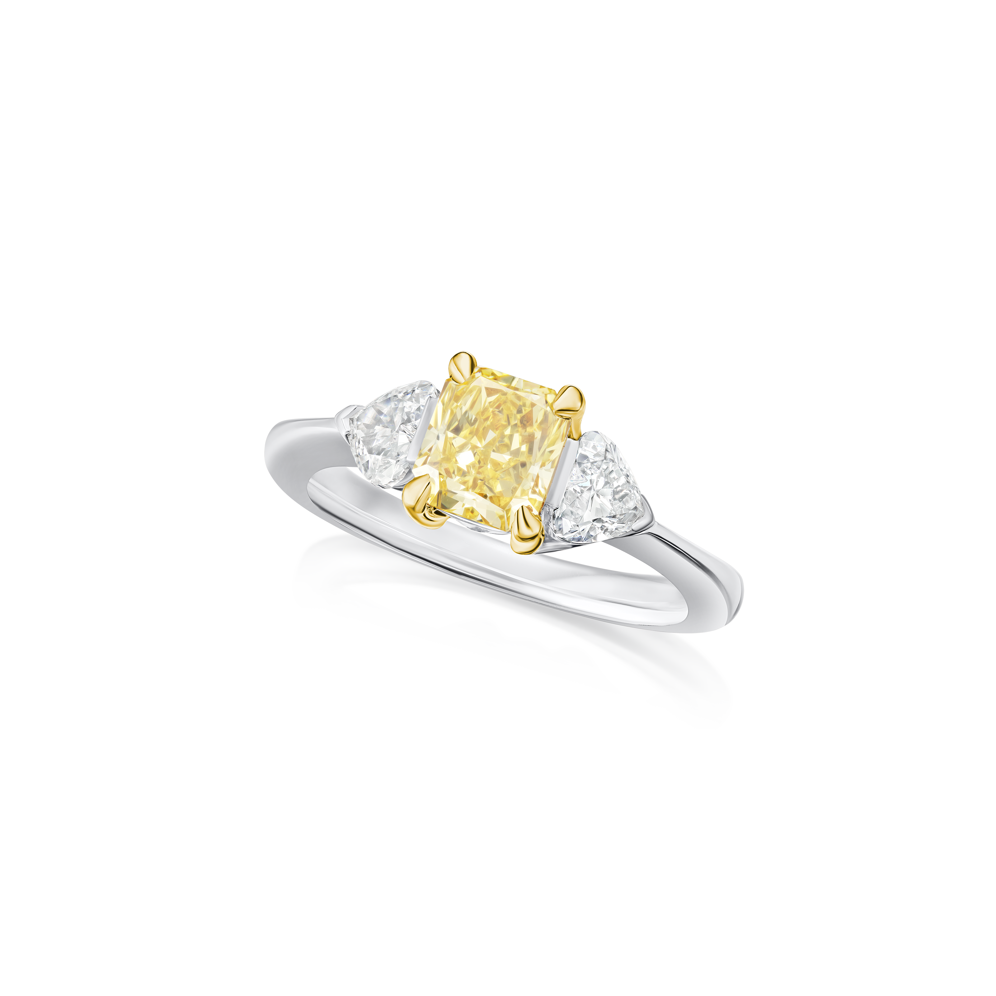 1.17ct Yellow and White Diamond Three Stone Ring