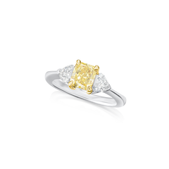 1.17ct Yellow and White Diamond Three Stone Ring