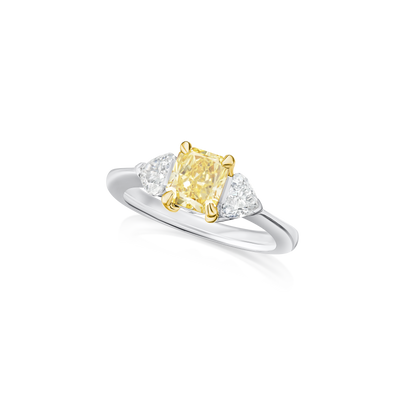 1.17ct Yellow and White Diamond Three Stone Ring