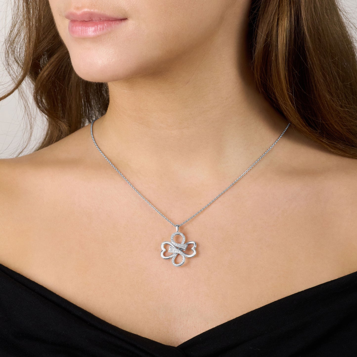 Diamond Set Infinity Hearts Pendant