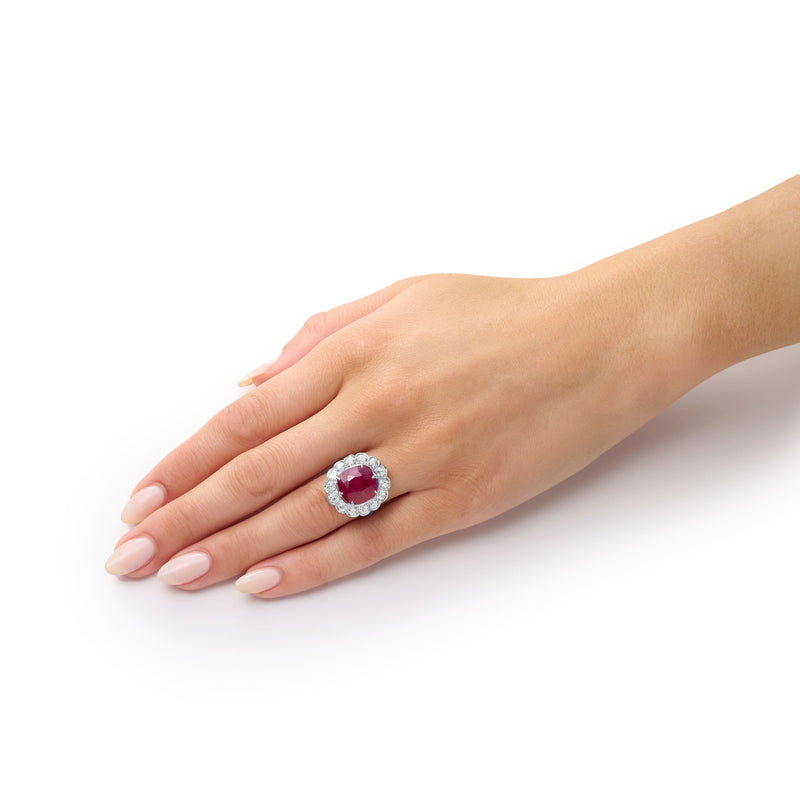 6.75cts Ruby and Diamond Cluster Ring