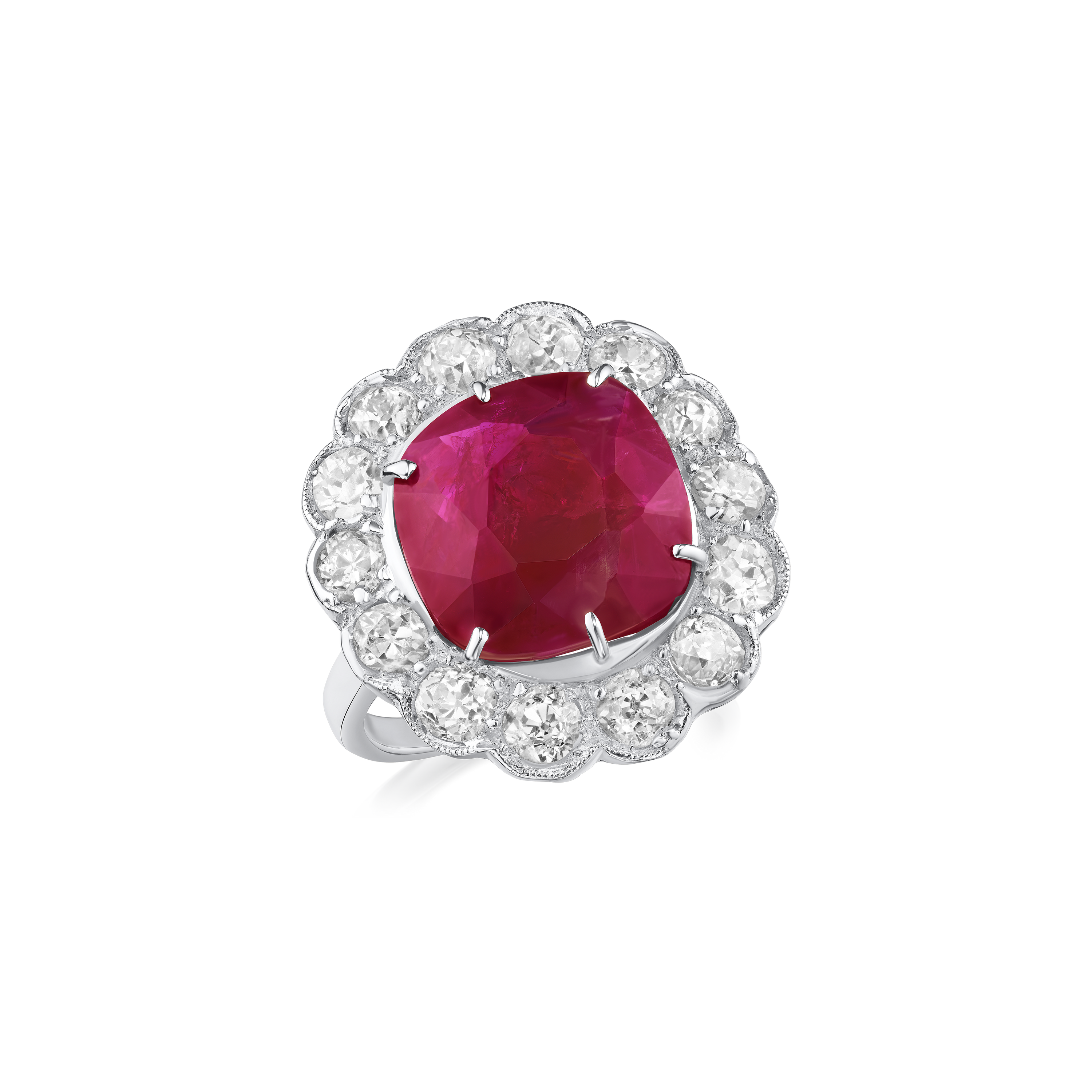 6.75cts Ruby and Diamond Cluster Ring