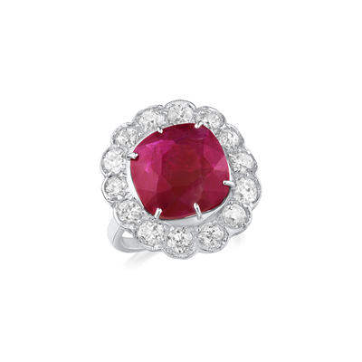 6.75cts Ruby and Diamond Cluster Ring