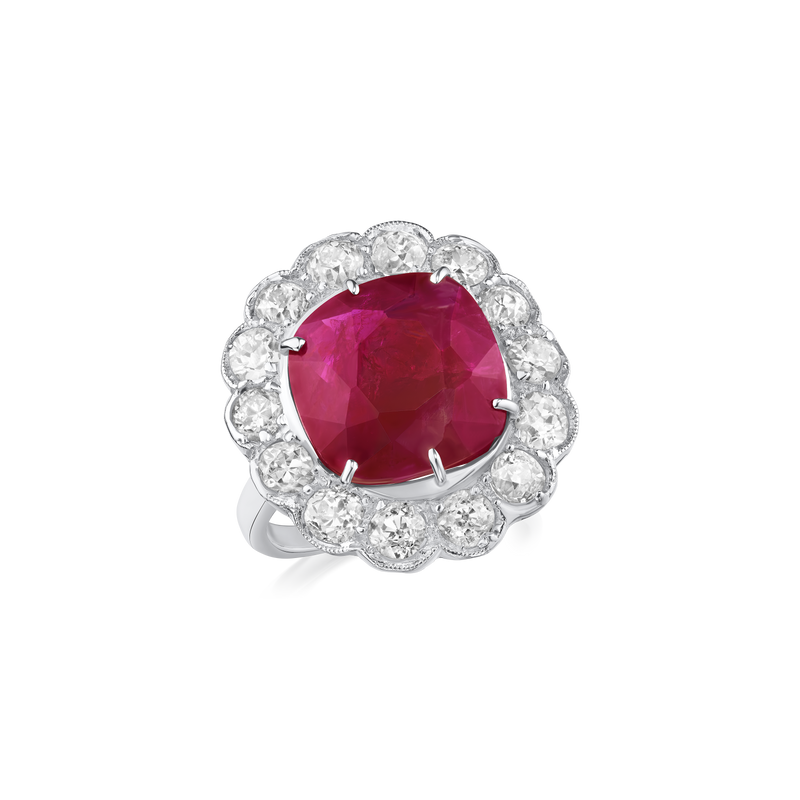 6.75cts Ruby and Diamond Cluster Ring