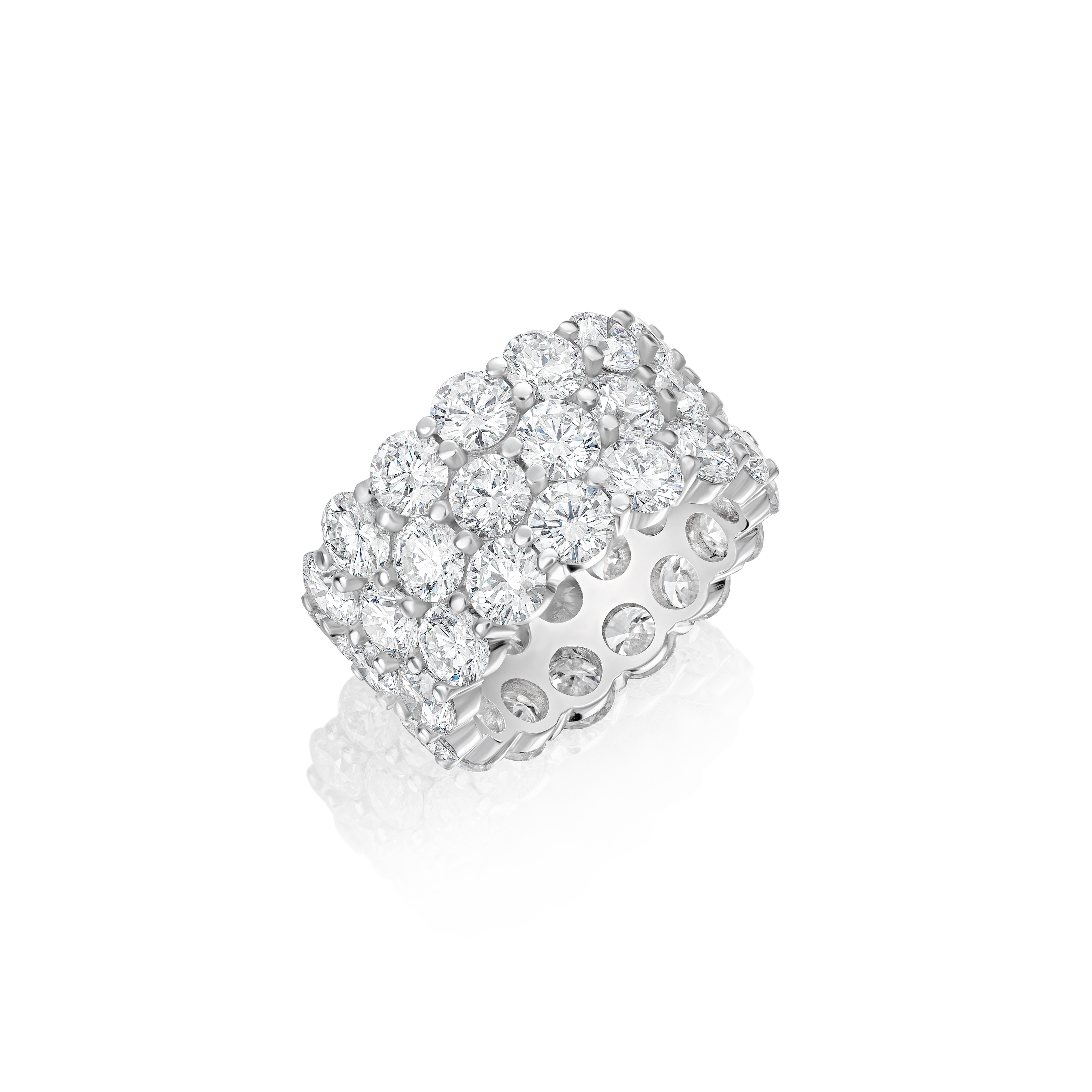 14.57ct Three Row Diamond Wave Ring