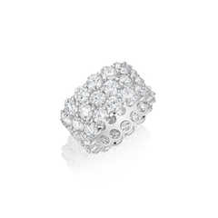 14.57ct Three Row Diamond Wave Ring