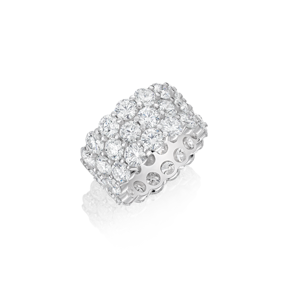14.57ct Three Row Diamond Wave Ring