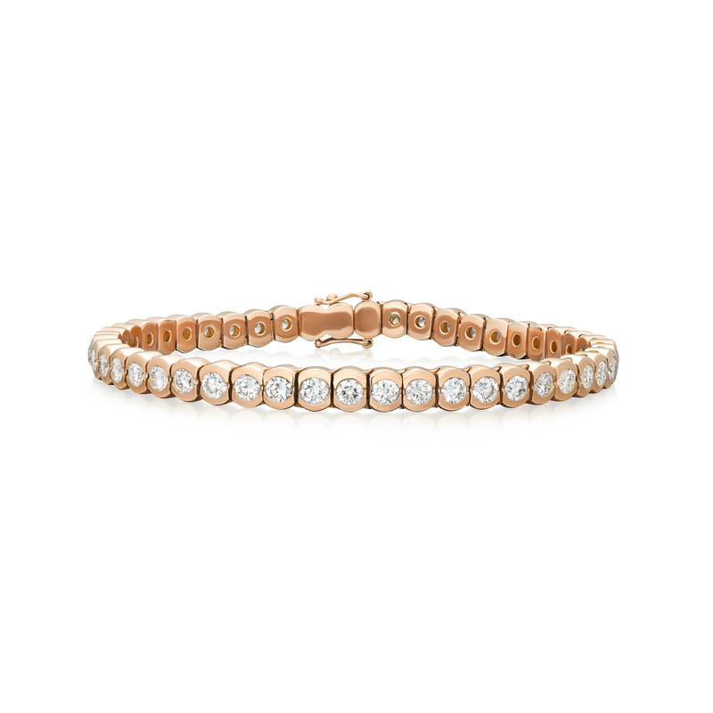 7.00cts Rose Gold Round Brilliant Cut 'Rolling Diamonds' Line Bracelet