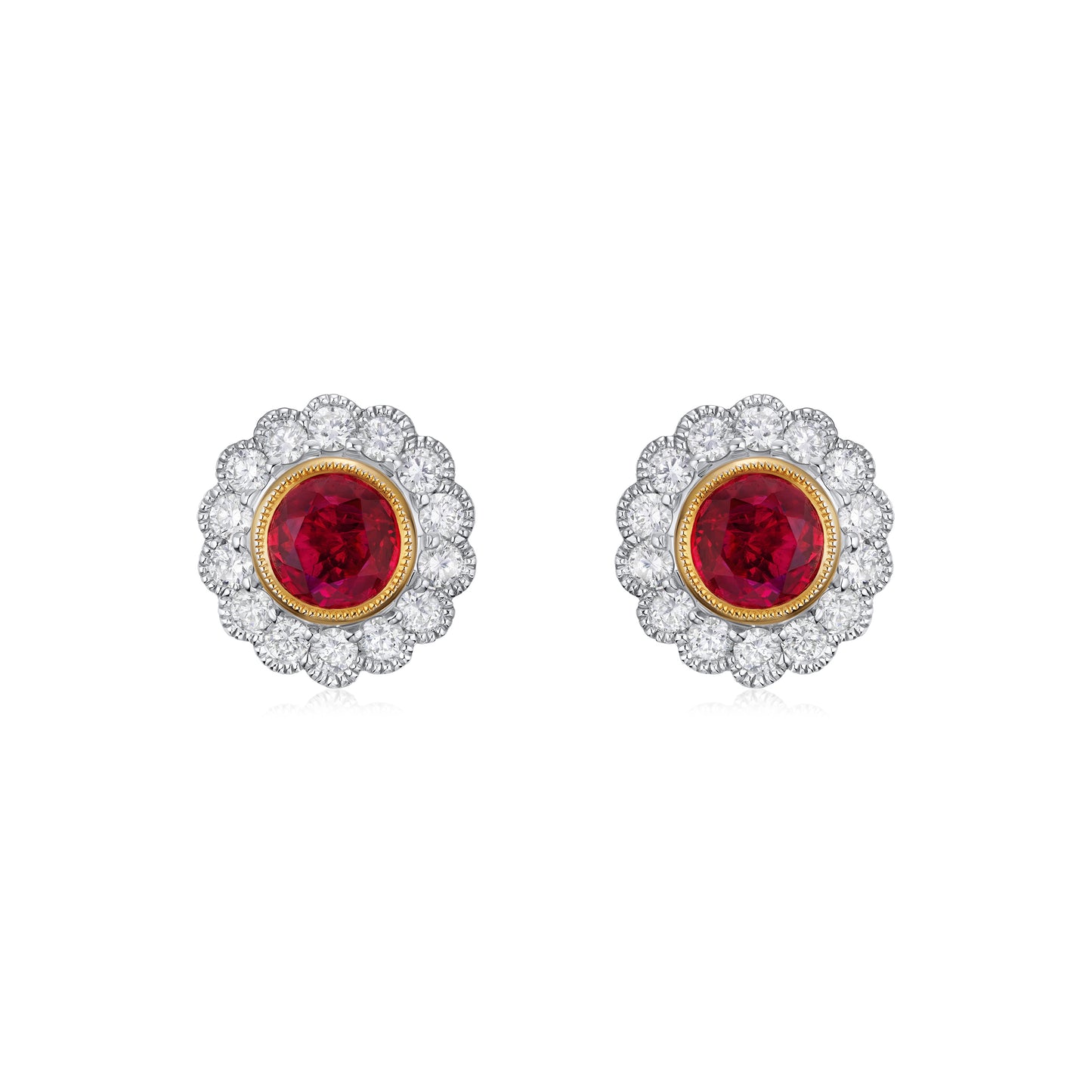 Ruby and Diamond Cluster Earrings